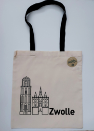 Katoenen tas Zwolle (met Sassenpoort en Peperbus)