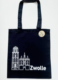 Katoenen tas Zwolle (met Sassenpoort en Peperbus)