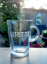 Theeglas (groot) met naam