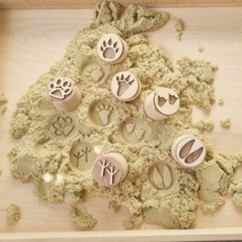 Houten stempel set Pootafdruk/Footprint