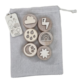 Houten stempel set het Weer/The weather