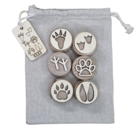 Houten stempel set Pootafdruk/Footprint