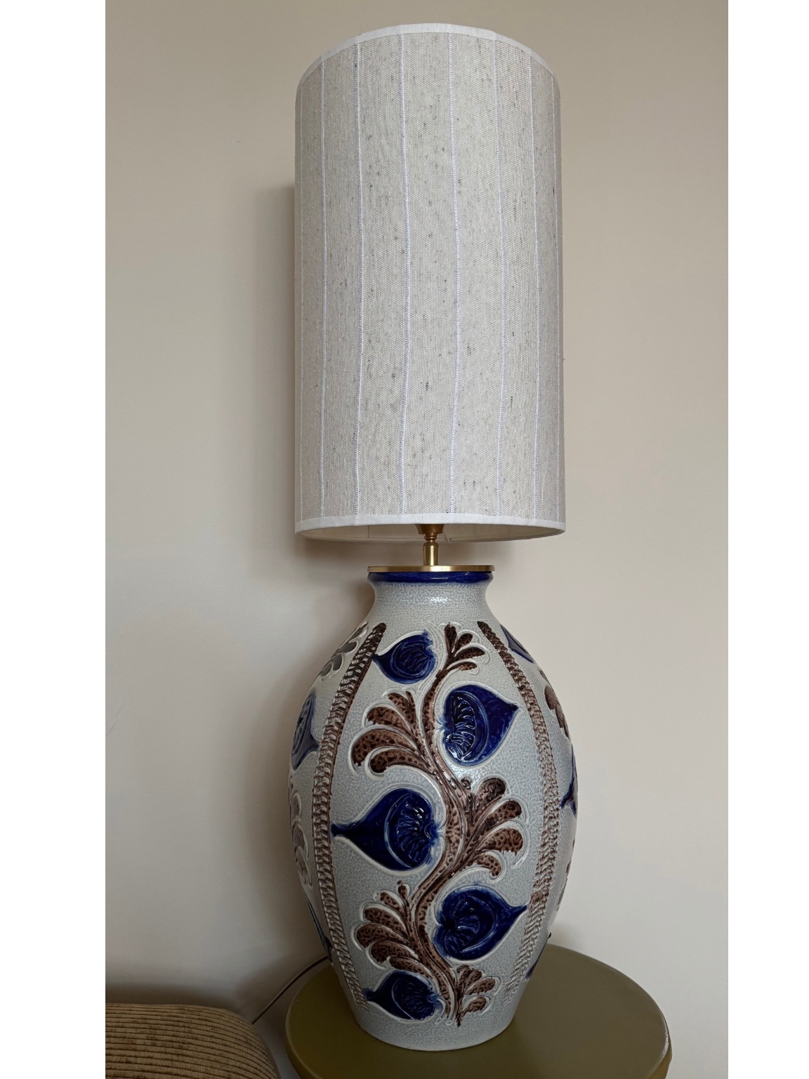 Retro lamp | West-Germany lamp blauwe bloemen