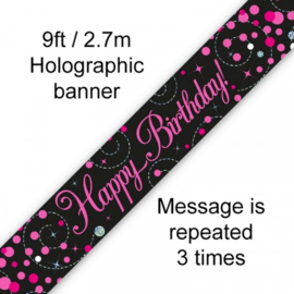 Banner 2.7m - Sparkling Fizz Birthday - Black & Pink