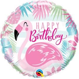 Folie ballon Birthday Pink Flamingo (leeg)