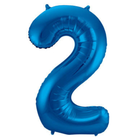 Folie Ballon Blauw Cijfer 2 (leeg)