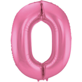 Folie Ballon Roze Cijfer 0 (leeg)