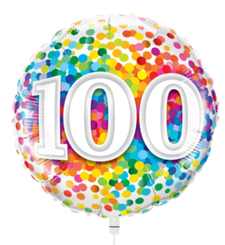 Folie ballon Rainbow Confetti - 100 (leeg)