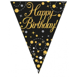 Sparkling Fizz Birthday - Black & Gold Vlaggenlijn