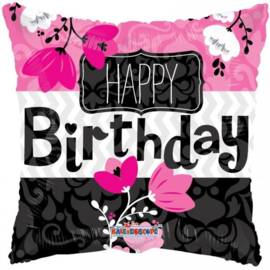 Folie ballon  Happy Birthday Flower Pink (leeg)