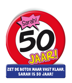 Wenskaart 50 jaar Verkeersbord Sarah