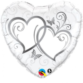 Folie ballon Entwined Hearts Silver (leeg)