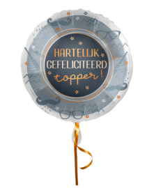 Folie Ballon Hartelijk Gefeliciteerd Topper! (leeg)