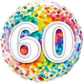 Folie Ballon Rainbow Confetti - 60 (leeg)