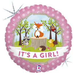 Folie Ballon Woodland Baby Girl (leeg)