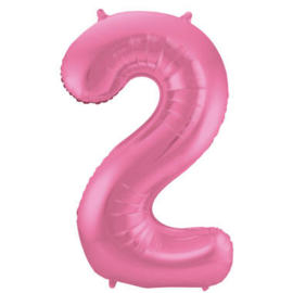 Folie Ballon Roze Cijfer 2 (leeg)