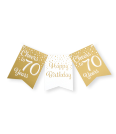Happy birthday 70 Goud / Wit vlaggenlijn