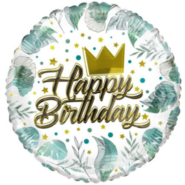 Folie Ballon Birthday Crown & Leaves (leeg)