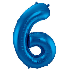 Folie Ballon Blauw Cijfer 6 (leeg)