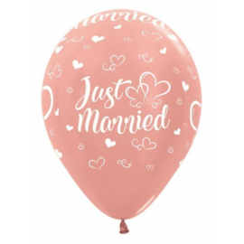 Latex ballonnen Just Married Rose gold (6 stuks)