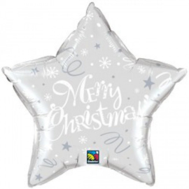 Folie Ballon Merry Christmas Star Silver (leeg)