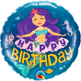 Folie ballon Zeemeermin Happy Birthday (leeg)