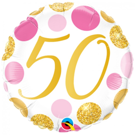 Folie Ballon Pink & Gold Dots - 50 (leeg)