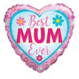 Folie Ballon Best Mum Ever Heart (leeg)