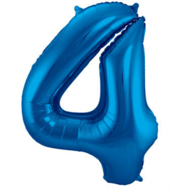 Folie Ballon Blauw Cijfer 4 (leeg)