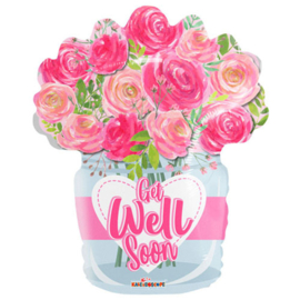 Folie Ballon Get Well Soon Flowers (leeg)