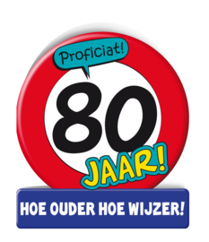 Wenskaart 80 jaar verkeersbord