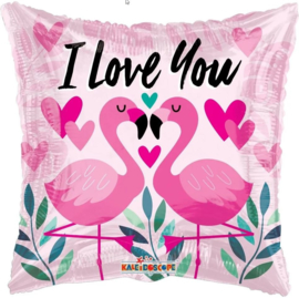 Folie Ballon I Love You Flamingo (leeg)