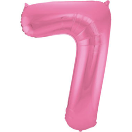 Folie Ballon Roze Cijfer 7 (leeg)