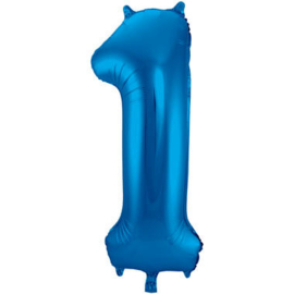 Folie Ballon Blauw Cijfer 1 (leeg)