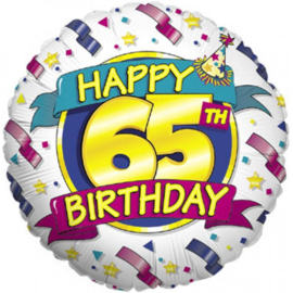 Folie Ballon Happy 65th Birthday (leeg)