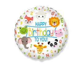 Folie Ballon Happy Birthday To You Animals (leeg)