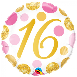 Folie Ballon Pink & Gold Dots - 16 (leeg)