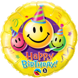 Folie ballon Happy Birthday Smiley Faces (leeg)