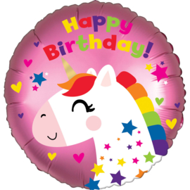 Folie Ballon Satin Unicorn Birthday (leeg)