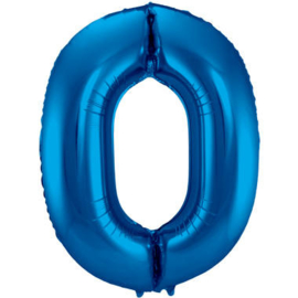 Folie Ballon Blauw Cijfer 0 (leeg)