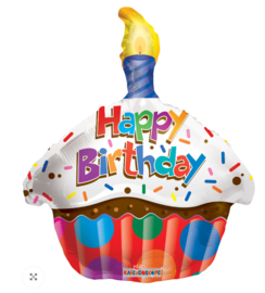 Folie Ballon Happy Birthday Cupcake (leeg)