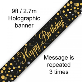 Banner 2.7m - Sparkling Fizz Birthday - Black & Gold