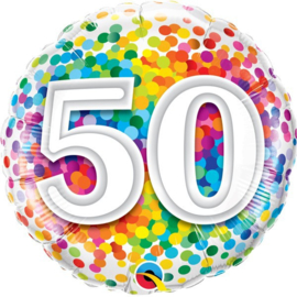 Folie Ballon Rainbow Confetti - 50 (leeg)
