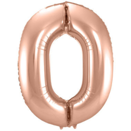 Folie Ballon Rose gold Cijfer 0 (leeg)