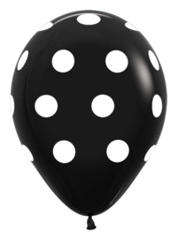 Latex ballonnen Polka Dots Zwart
