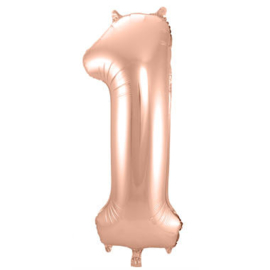 Folie Ballon Rose gold Cijfer 1 (leeg)