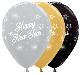 Latex ballonnen Happy New Year 25 stuks