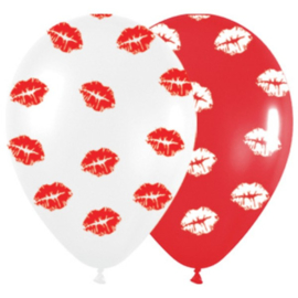 Latex Ballonnen Kiss Red & White
