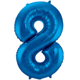 Folie Ballon Blauw Cijfer 8 (leeg)