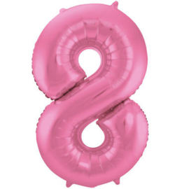 Folie Ballon Roze Cijfer 8 (leeg)